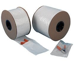 pre opened bags on rolls white/clear