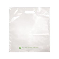 White Merchandise Bags Made with 25% Post Consumer Material