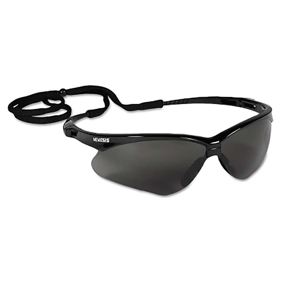 V30 Nemesis™ Safety Glasses, Smoke, Polycarbonate Lens, Anti-Fog, Black Frame