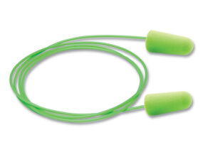 Pura-Fit Foam Earplugs, Bright Green, Corded