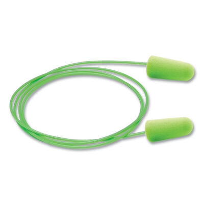 Pura-Fit Foam Earplugs, Bright Green, Corded