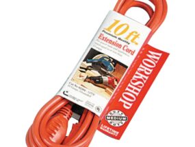 Vinyl Extension Cord, 10 ft, 1 Outlet, Orange