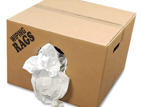 box of reclaimed White Wiping Rags